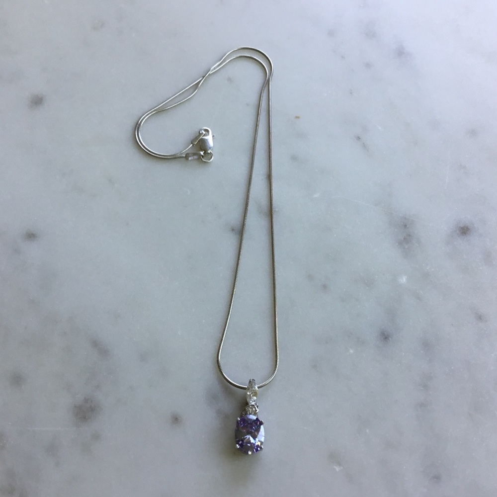 Sterling Silver Lavender Cz Necklace - Picture 14 of 16